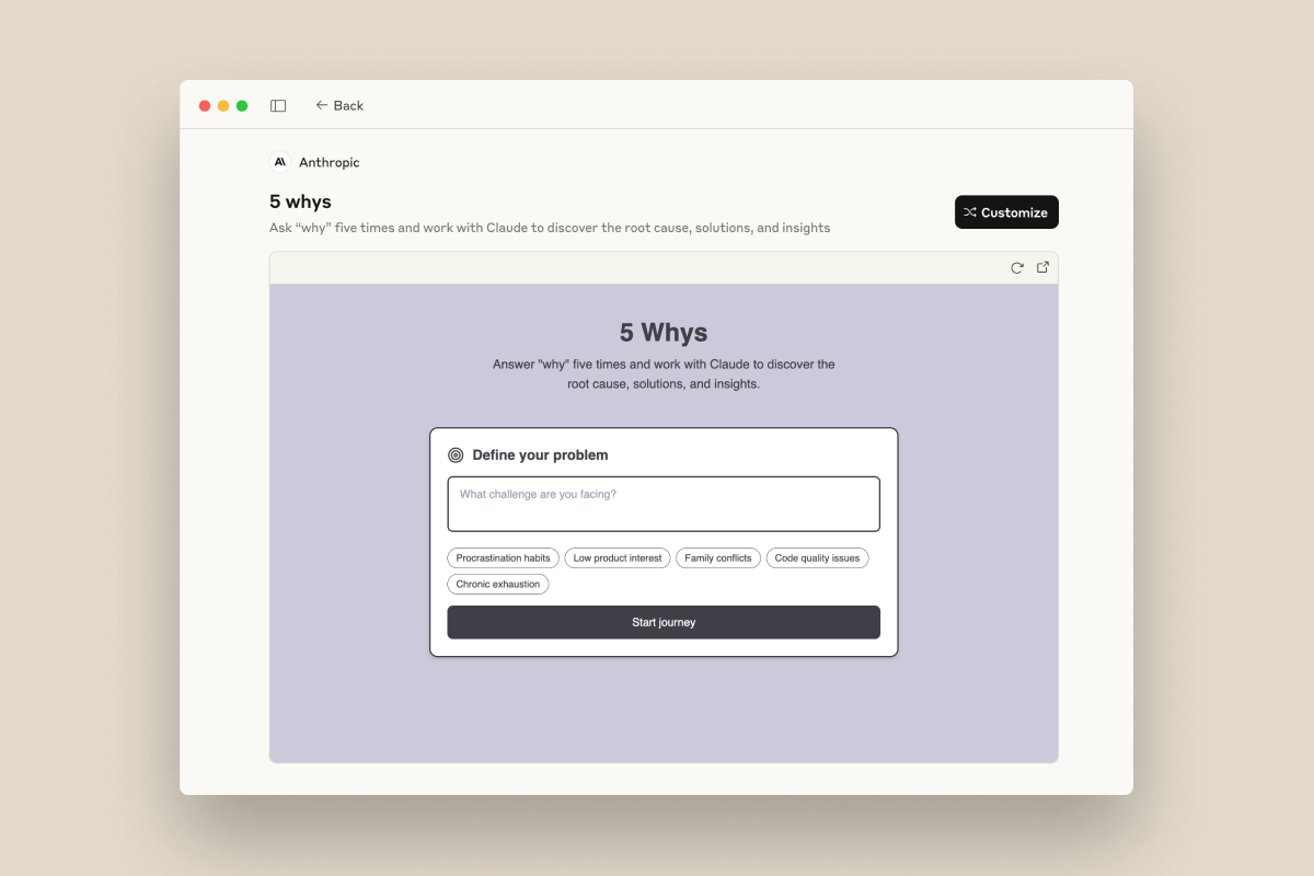 5 Whys - Claude Artifact Screenshot