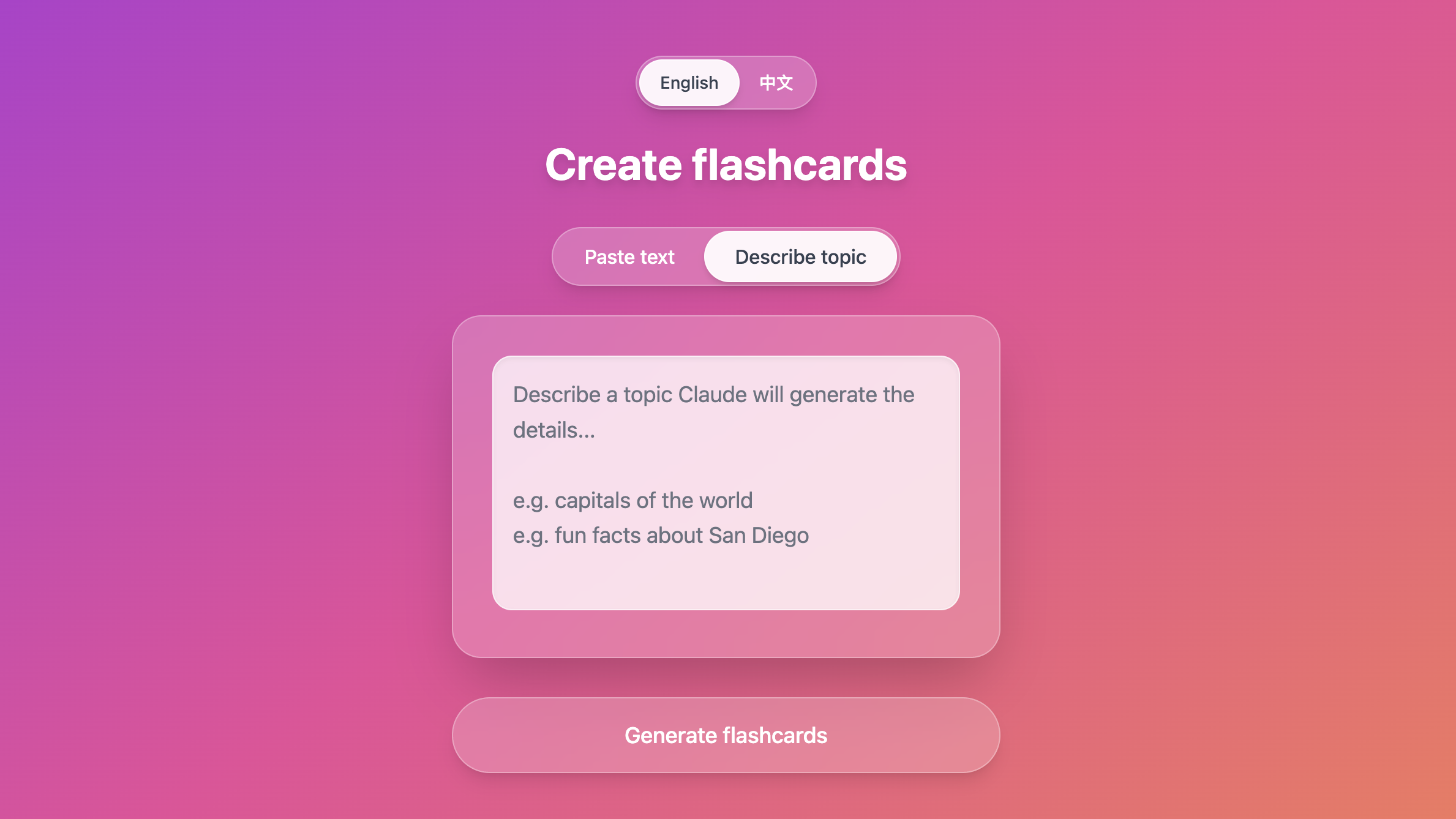 Flashcards - Claude Artifact Screenshot